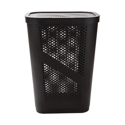 Mind Reader 60 Liter (15g/33lbs) Capacity, Cut Out Handles, Attached Hinged Lid, Ventilated, Brown, Single