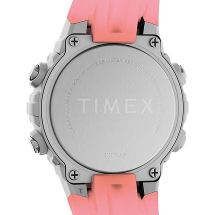 Timex Unisex Sport 33 mm Watch - Pink Resin Strap Digital Dial Silver-Tone Case TW5M61600