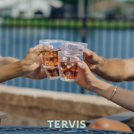 Gobelet Tervis transparent et coloré de 355 ml, fabriqué aux États-Unis, à double paroi isolante, pour boissons froides ou chaudes, lot de 4, transparent