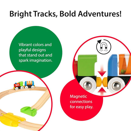 BRIO My First Railway 33727 Beginner Pack Wooden Train Set with Track – Push-Along Train & Rattle Wagon, Toddler Preschool Toy Gift for Boys & Girls, 18 Months and Up