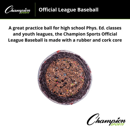 Champion Sports Leather Baseball Set: Dozen Indoor / Outdoor Genuine Leather Official League Baseballs for Practice Training or Real Game - OLB1 Pack of 12