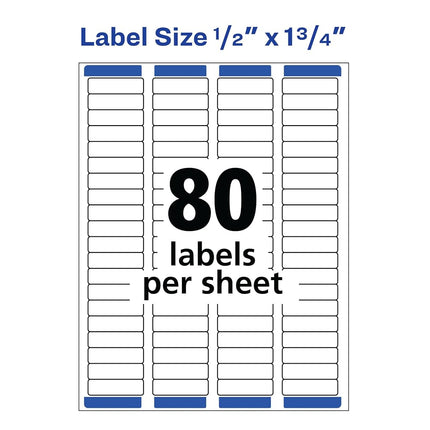 Avery 5167 Self-Adhesive Labels 8,000 Items White 44.5 mm 12.7 mm 8000 Pieces 100 Sheets Box