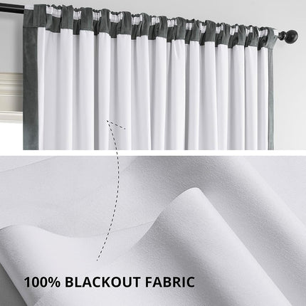 HPD Half Price Drapes Cortinas Blackout Térmicas para Ventana de Terciopelo Extragrande Signature de 84 Pulgadas de Largo, 1 Panel, Forro de Hotel de 4 Pasos, para Dormitorio 100W x 84L, Gris Natural, 100" An x 84" L (Paquete de 1)