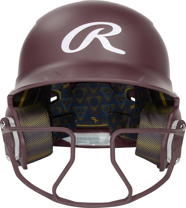 Rawlings | MACH HI-VIZ Fastpitch Softball Batting Helmet | Face Guard Attached | Maroon | Junior - 6 3/8" - 7 1/8"