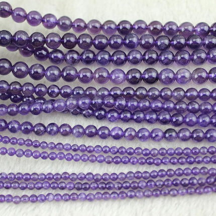 8mm Natural Amethyst Beads Round Gemstone Loose Beads for Jewelry Making (45-48pcs/strand)
