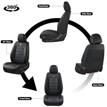 FLORICH Fundas de Asiento de Cuero, Delanteras 2 PIEZAS, Impermeables, Ajuste Universal para la Mayoría de Camionetas SUV (Negro)