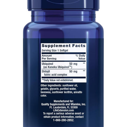 Life Extension Super Ubiquinol CoQ10 with Enhanced Mitochondrial Support 50mg, 30 Soft Gels (01427)