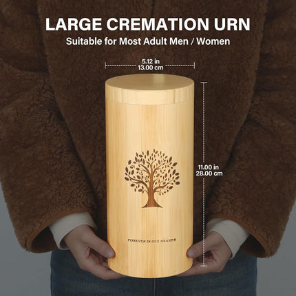Scattering Tubes for Human Ashes Made of Bamboo,Large Scattering Urns for Human Ashes Adult with Tree of Life Pattern,Biodegradable Cremation Urns for Women Male Pet Ashes,3.5 * 9 Inches