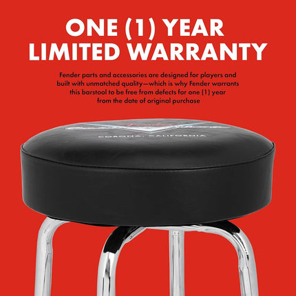 Fender Custom Shop Chevron Logo Swivel Barstool, Great Gifts for Dad, with 1 Year Limited Warranty, Simple Assembly, Black/Black, 24"