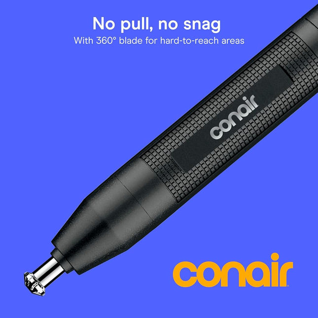 ConairMan Ear and Nose Hair Trimmer for Men, Cordless Lithium-Powered Trimmer, Patent 360 Bevel Blade for No Pull, No Snag Trimming Experience