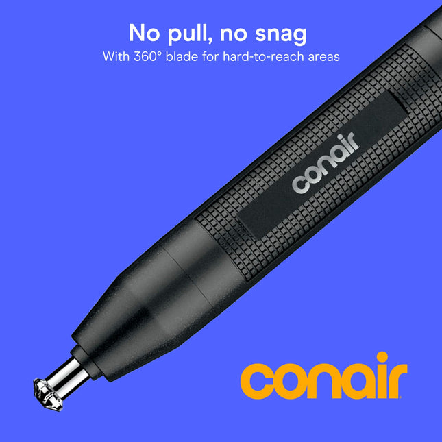ConairMan Ear and Nose Hair Trimmer for Men, Cordless Lithium-Powered Trimmer, Patent 360 Bevel Blade for No Pull, No Snag Trimming Experience