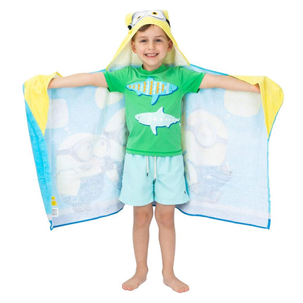 Despicable Me Minions Bath/Pool/Beach Soft Cotton Terry Hooded Towel Wrap, 24" x 50", by Franco Kids