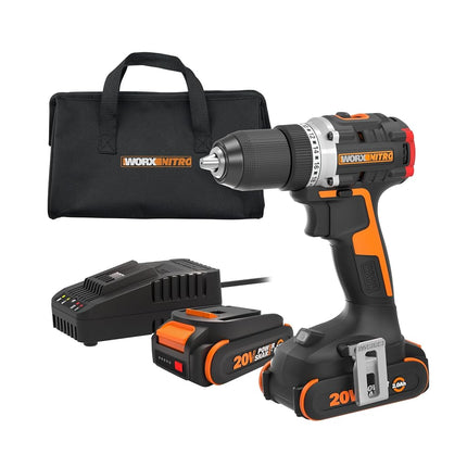 Worx WX130L 20V Nitro Compact Brushless 1/2” Drill/Driver with Power Share - (Batteries & Charger Included)
