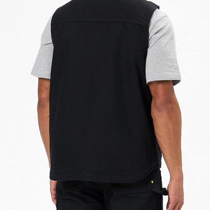 Carhartt Men's Loose Fit Washed Duck Sherpa-Lined Mock-Neck Vest, Black, S