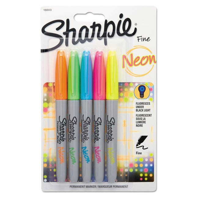 Sharpie Fine Neon Permanent Marker - Assorted Colo