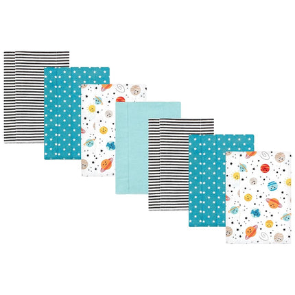 Bavoirs en flanelle de coton unisexe Hudson Baby, Lot de 7, motifs planètes, Taille unique