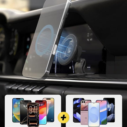 Scosche MagSafe Car Mount, Magnetic Dashboard Phone Holder for Car with 3M Adhesive Base, Strong Magnets, 360° Rotatable Cell Phone Car Mount for iPhone 17/16/15/14/13/12, Includes Magnetic Ring