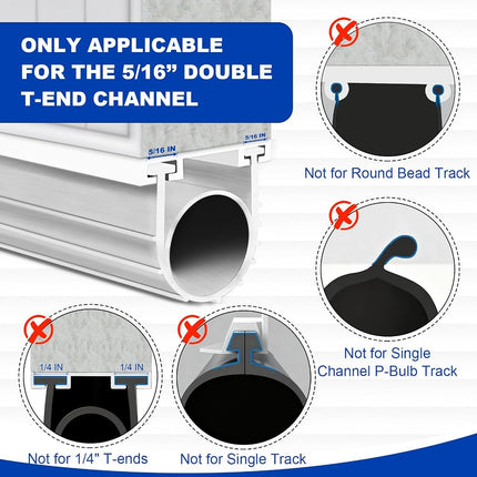 DGSL Garage Door Seals Bottom Rubber Weather Stripping Kit Seal Strip Replacement, Weatherproof Threshold Buffering Sealing Rubber 5/16 Inch T Ends (20 FT, White, U+O)