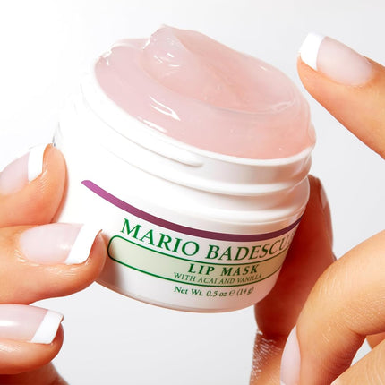 Mario Badescu Lip Mask with Acai and Vanilla for All Skin Types, Overnight Lip Treatment Enriched With Skin Softening Coconut Oil and Hydrating Shea Butter