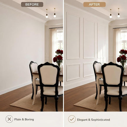 TRAIN2 Art 6 Sets Peel and Stick Wall Molding Kit, Ready to Assemble Wainscoting Panels for Interior Wall Moulding Decor，Pre Made Wainscoting Wall Panel for Living Room Bedroom Accent Wall