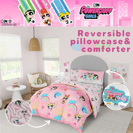Franco Collectibles Powerpuff Girls Bedding 7 Piece Super Soft Comforter and Sheet Set with Sham, Full, (100% Official Licensed Product)