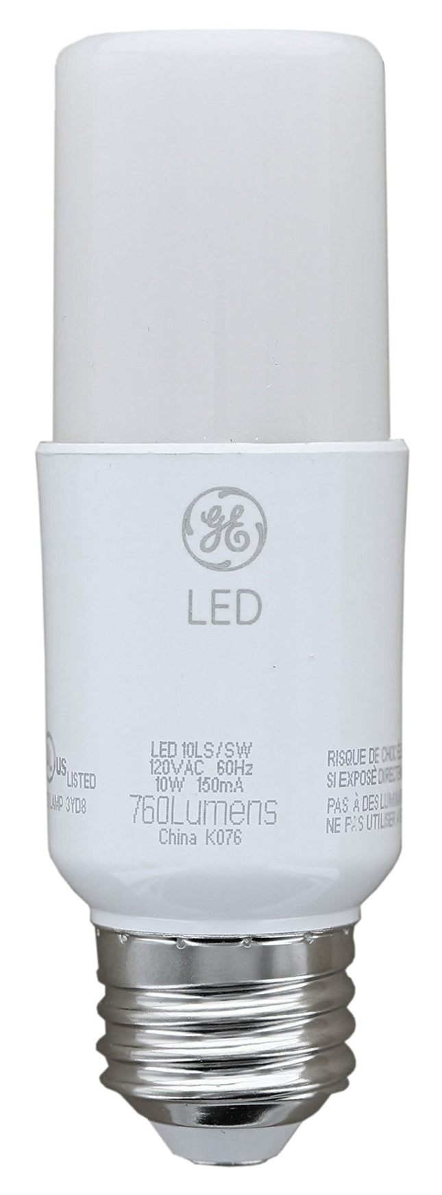 GE Lighting 32282 LED Bright Stik 10 vatios (reemplazo de 60 vatios), bombilla de 760 lúmenes con base mediana, blanco suave, paquete de 3