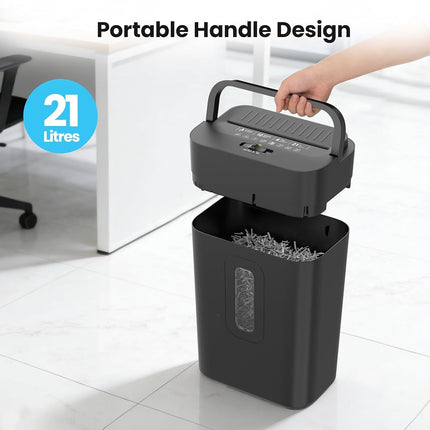 6-Sheet Shredder for Home Office, 3.43 Gallon Cross Cut Shredder, P-4 High Security Paper Shredders for Credit Card Staple Clip, Portable Handle Design