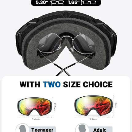 OutdoorMaster Ski Goggles with Cover Snowboard Snow Goggles OTG Anti-Fog for Men Women, Vlt 19%