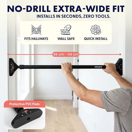SQUATZ Doorway Pull Up Bar, Adjustable No-Drill Chin Up Bar for Door Frame