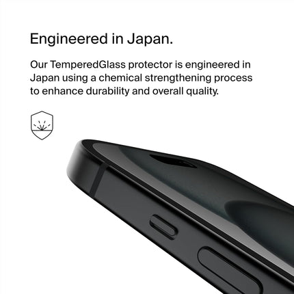 Belkin ScreenForce TemperedGlass Treated Privacy Screen Protector for iPhone 15 & iPhone 14 Pro - Slim & Scratch-Resistant - Includes Easy Align Tray for Bubble Free Application