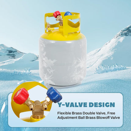 FAHKNS Refrigerant Recovery Tank 30 LB for R22, R134A, R410A Refrigerant with 1/4 SAE Y-Valve Liquid/Vapor Reclaim Tank Reusable