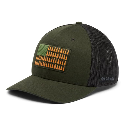 Columbia Unisex's Tree Flag Mesh Ball Cap, Greenscape/Black, X-Large