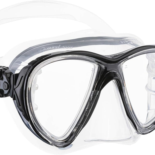 Cressi Big Eyes Evo & Alpha Ultra Dry Snorkel Set Adults - Silicone Snorkel Mask - Dry-Top Breathing Tube - Fit Diving Mask - Clear/Black
