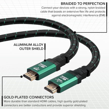 4K HDMI 2.0 Cable 3 ft. by RitzGear. 18 Gbps Ultra High Speed Braided Nylon Cord & Gold Connectors - 4K@60Hz/UHD/3D/2160p/1080p/ARC & Ethernet. Compatible with UHD TV/Monitor/PC/PS5/Xbox