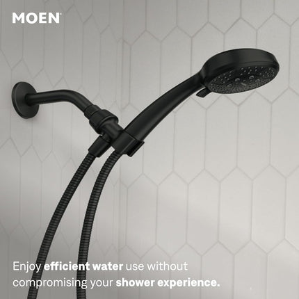 Moen Meena Matte Black Single Handle Modern Shower Faucet with Handshower and Tub Spout for Bathtub (Valve Included), 82618BL