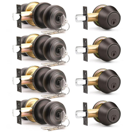 Brotima 4 Pack Keyed Alike Front Door Knob and Dea