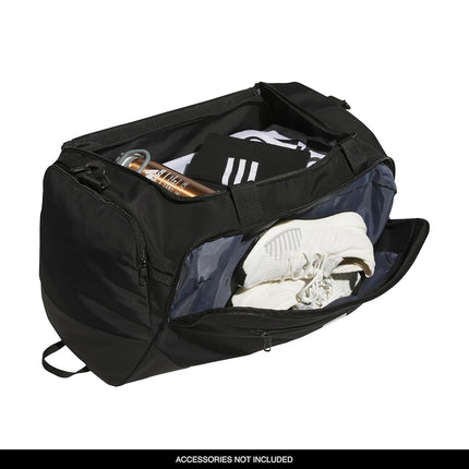 adidas Defender 5.0 Duffel, Durable Travel Gym Sports Bag for Men and Women, Black/Silver Metallic, Medium (59L), Black/Silver Metallic, Medium (59L), Defender 5.0 Sports Bag, Travel, Sports Bag