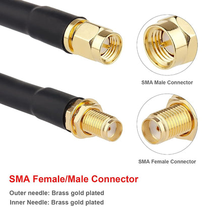 XRDS -RF SMA Cable 40FT, SMA Male to SMA Female Extension Cable 50 Ohm KMR240 Low Loss SMA Coax Coaxial Cable, Black