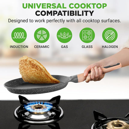 NutriChef Crepe Maker, 24cm Nonstick Pan, Induction Cookware