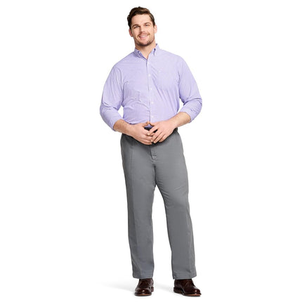 IZOD Men's Big and Tall Performance Stretch Pleated Pant, Smoked Pearl, 50W x 32L