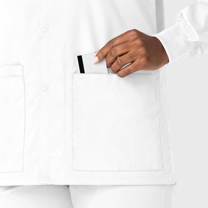 WonderWink 800AWHITSM Wonder Work Unisex Snap Front Jacket, White, Standard-S Size