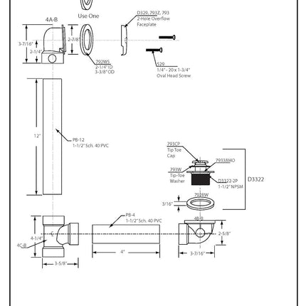 Westbrass Tip-Toe SCH. 40 ABS Desagüe de bañera con codo de dos orificios, acero inoxidable, D4931-20