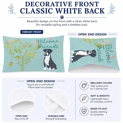 Caroline's Treasures BB7581PILLOWCASE Funda de almohada estándar de tela para bóxer negro con el texto "Welcome Friends", estándar, multicolor