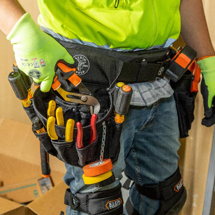 Klein Tools 5710L Electrician's Padded Tool Belt/Pouch Combo, 27 Pockets, 4-Piece, Large, Reinforced Bottom Pouches, Heavy Duty Nylon Webbing, Double Stitched