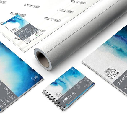 Winsor & Newton Watercolour Paper, 100% Cotton, Bright Natural White, 22,9 x 30,5cm-20 Blatt im Block, 300g/m²