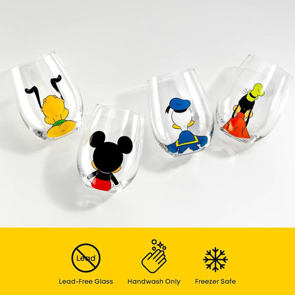 JoyJolt Disney Mickey Mouse Squad Collection Tumblers. 15oz Stemless Wine Glasses Set of 4 Stemless Wine Glass Drinking Glasses. Disney Gifts, Disney Stuff, Disney Wine Glass Mickey Mouse Cup Set