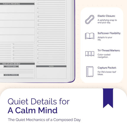 Panda Planner Pro - Best Daily Planner for Happiness & Productivity - 8.5 x 11 Softcover - Undated Day - Guaranteed to Get You Organized - Gratitude & Goals Journal (Purple)