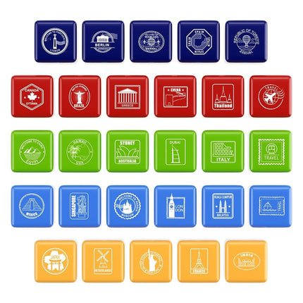 WAHXIAOSW Passport Stamps, City and Country Stamp Set (1 x 1 in, 28Pieces)