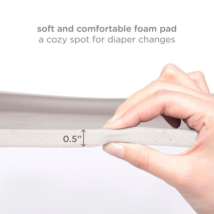 Ubbi Baby Changing Pad, Easy to Clean with Detachable Base, Lightweight, Waterproof Foam, includes Safety Strap and Non-Skid Feet, Taupe