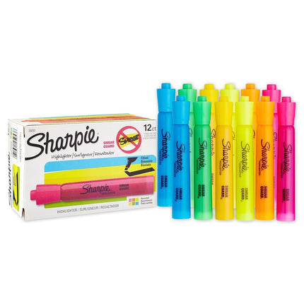 Sharpie Tank Style Highlighters, Chisel Tip, Assorted, Box of 12